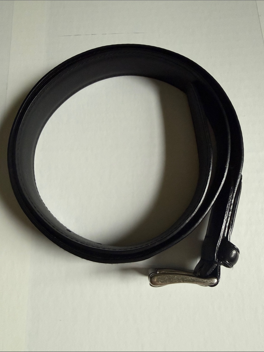 Lauren Ralph Lauren Black Leather Men's Belt with Silver-Tone Buckle